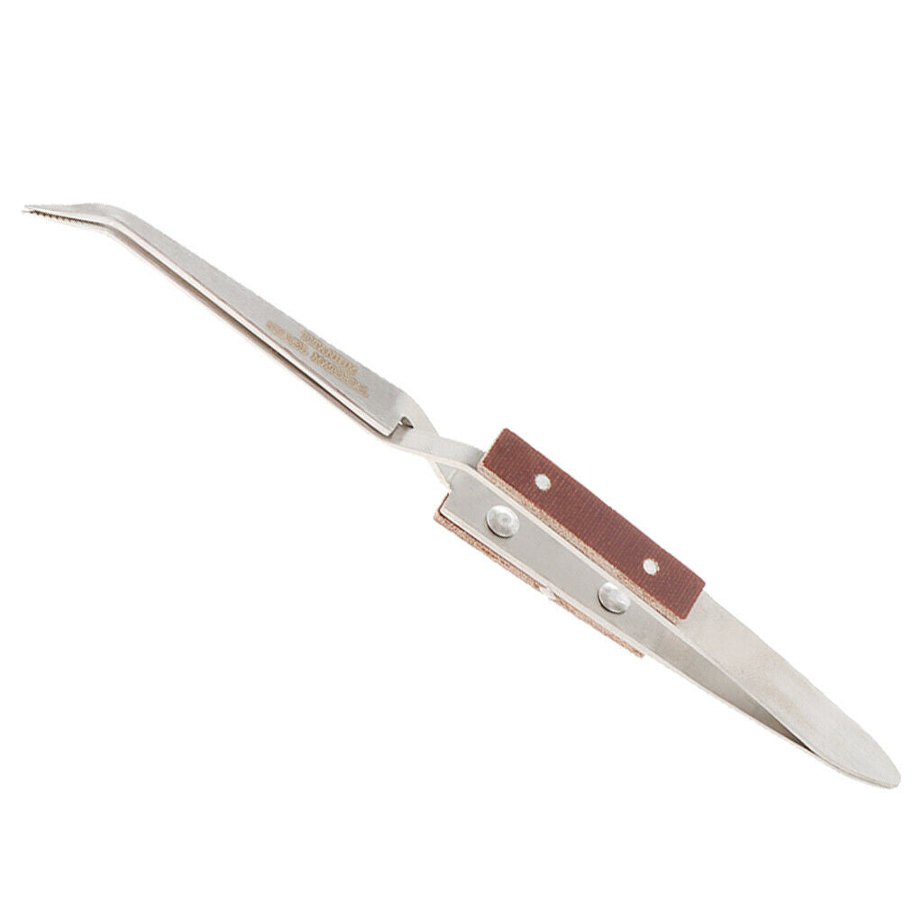 Stainless Steel Soldering Bouncing Self Clip Welding Fixed Tweezer Curved