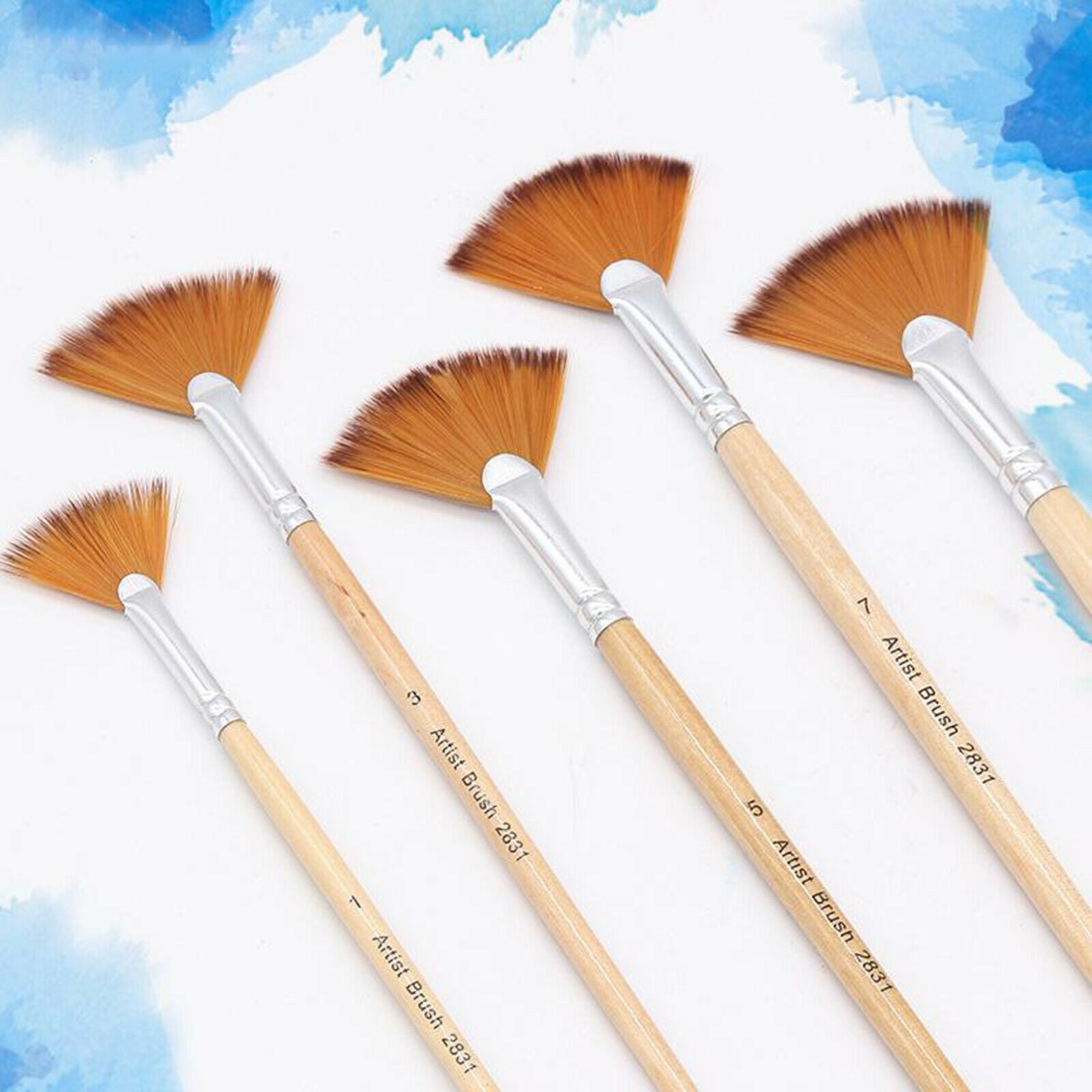 5 Pcs/Pack Artist Fan Brushes Nylon Hair Set Oil Acrylic Water Painting Kit