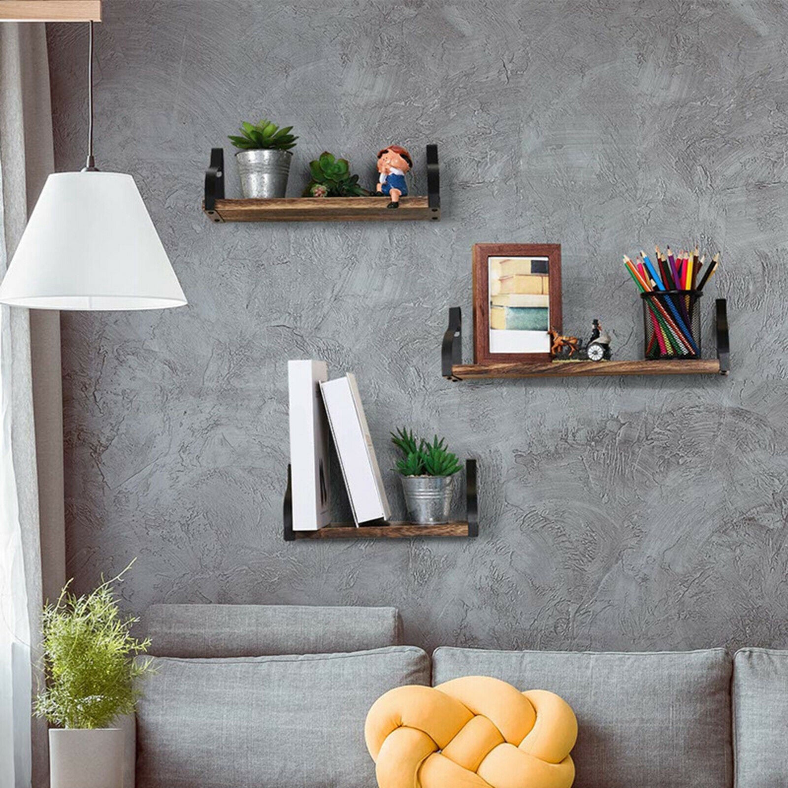 3pcs Wall Mounted Shelves Indoor Ourdoor Garden Rack Organiser Office Decor