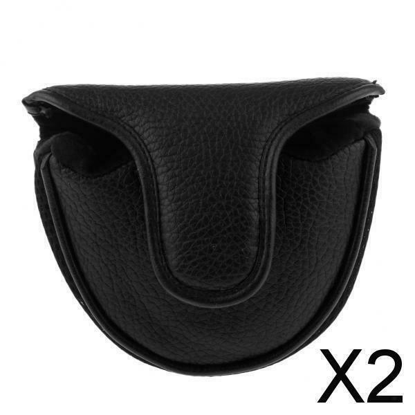 2X Soft Comfortable PU Golf Mallet Head Cover Club Protector Putter Cover Black