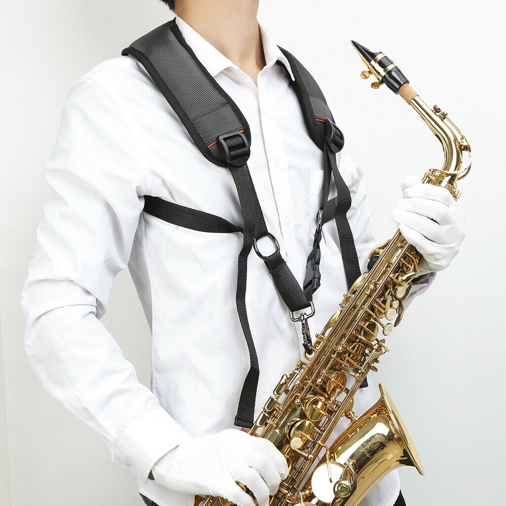 Adjustable Saxophone Sax Cotton Shoulder Strap Harness with Hook Clasp