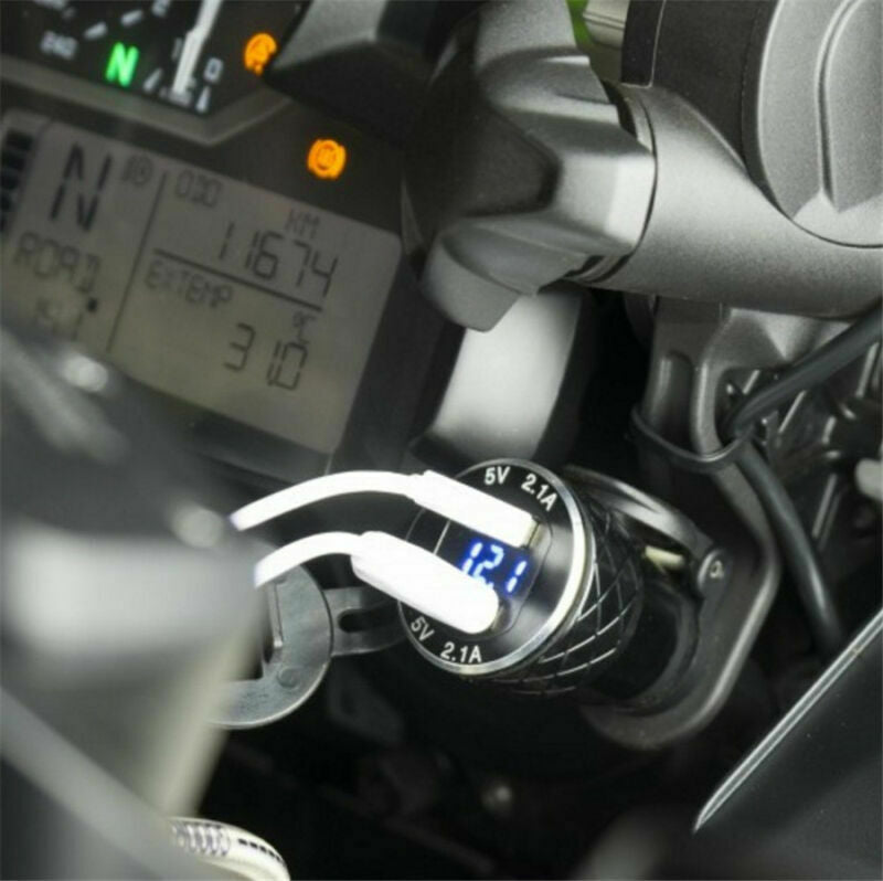 4.2A Dual USB Cigarette Lighter Voltage Display Aluminum Alloy Shell For BMW