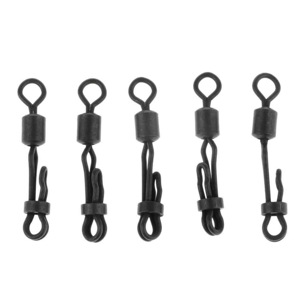 5pcs Quick Change Rolling Swivels Fishing Hooks Line Connectors Matt Black