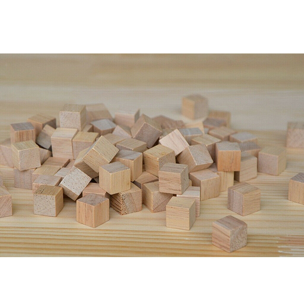 200 Pieces of Construction Wooden Natural Cubes Square Blocks