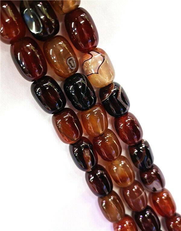 1 Strand 18x13mm Brown Agate Barrel Loose Beads Jewelry Making 15.5inch HH8509