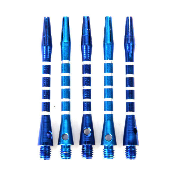 2x 5pc Blue Re-Grooved Striped Anodised Aluminum Dart Shaft 52mm 2" Collector