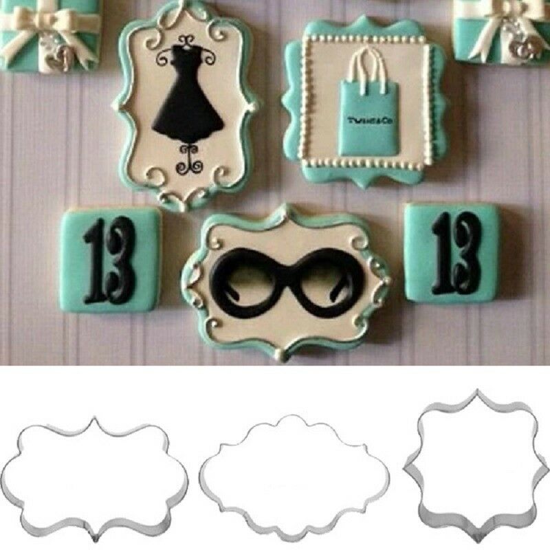 3PCS/set Stainless Steel Frame Biscuit Cookie Cutter Fondant Cake Mold Mould