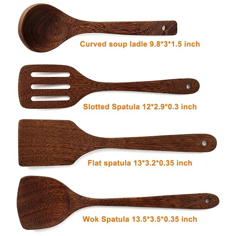 Wooden Spoons for Cooking Kitchen Utensil Set Of Unpainted and Wax-Free HandmaI4