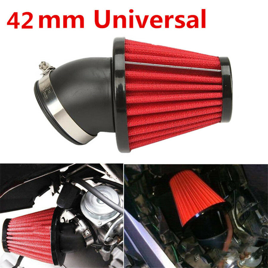 Red 42mm Air Filter Pod 45 Angled 150cc-250cc Motorcycle Scooter ATV Dirt Bike