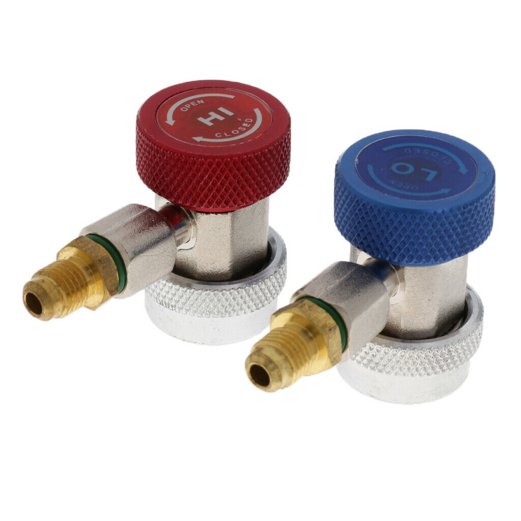 2pcs AC R134a Quick Coupler Connector Adapter A/C Manifold Gauge Low/High