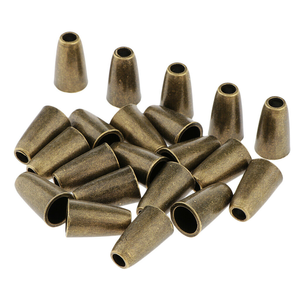 20x Conical Bell Rope Stopper Cord Lock Ends for Clothes Backpack Bronze