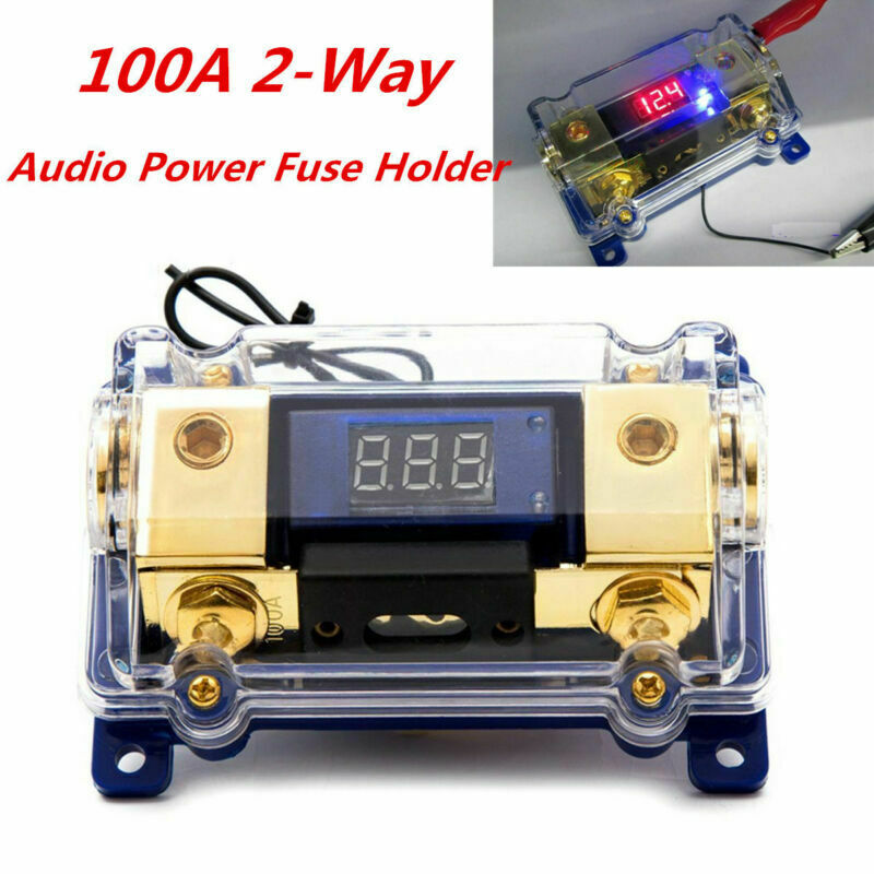 100A 2-Way Car Audio Power Fuse Holder Stereo Grounding Cable Distribution Block