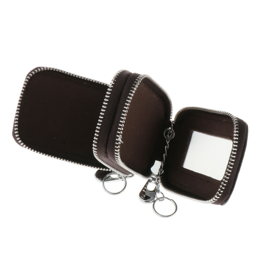 Mens PU Leather Car Key Case Key Holder Key Organizer Wallet Dark Coffee