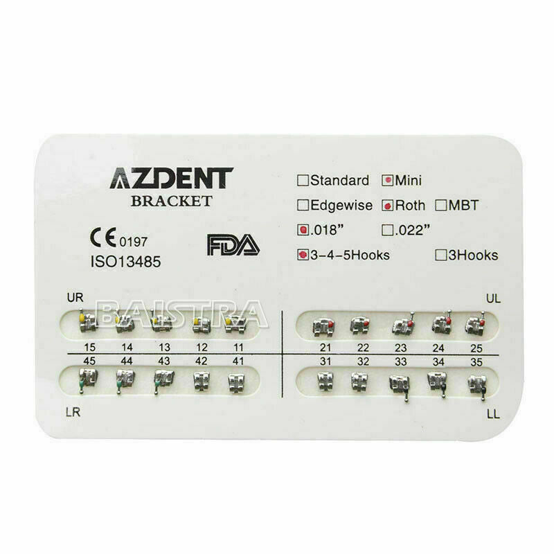50 Packs AZDENT Dental Orthodontic Brackets Braces Mini Roth 018 Hooks 3-4-5