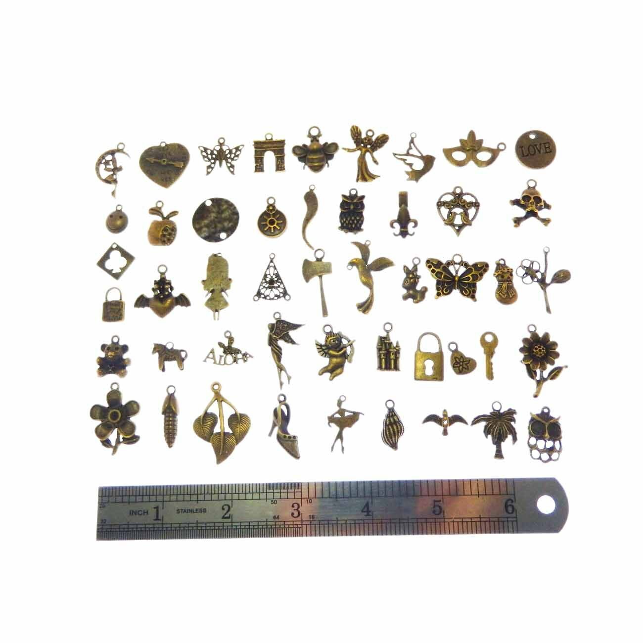 50g/lot Assorted Jewelry Crafts Alloy Bronze Charms Pendants Accessories 53201
