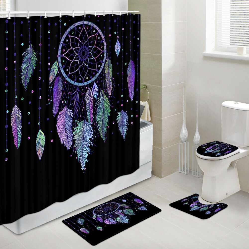 Mythical Dream Catcher Shower Curtain Toilet Cover Rug Mat Contour Rug Set