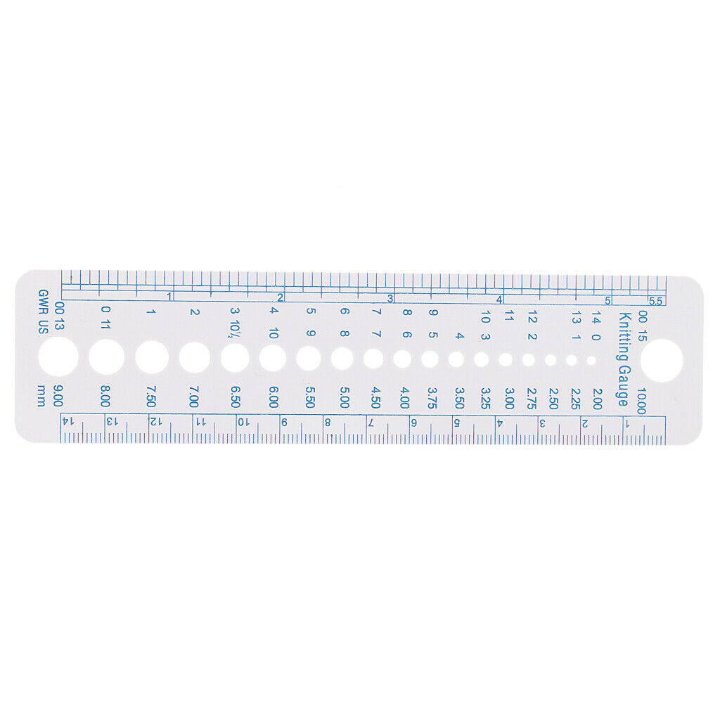Sizer Knitting  Gauge Tool Ruler PLASTIC ART CRAFT US And UK Sizes
