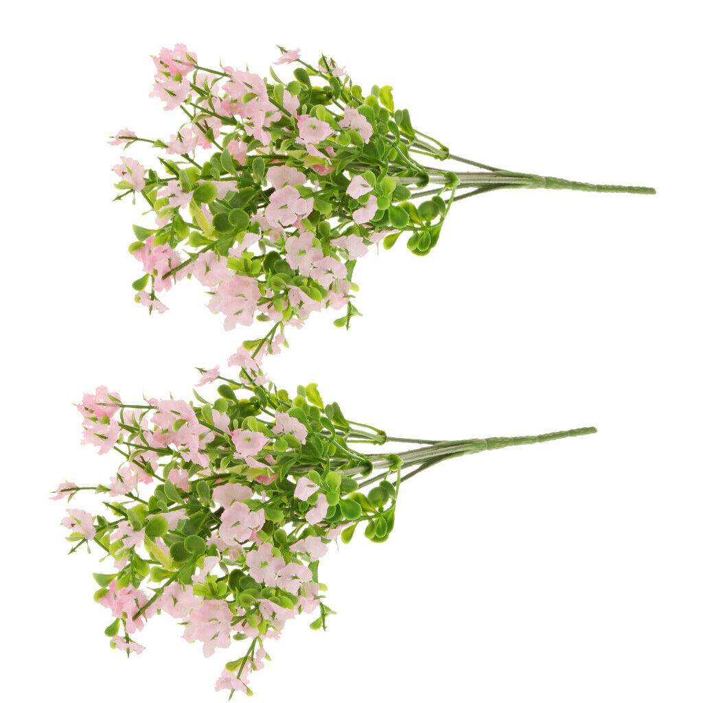Set of 2, 7 Bundles Plastic Artificial Baby Breath Gypsophila Flower for Home