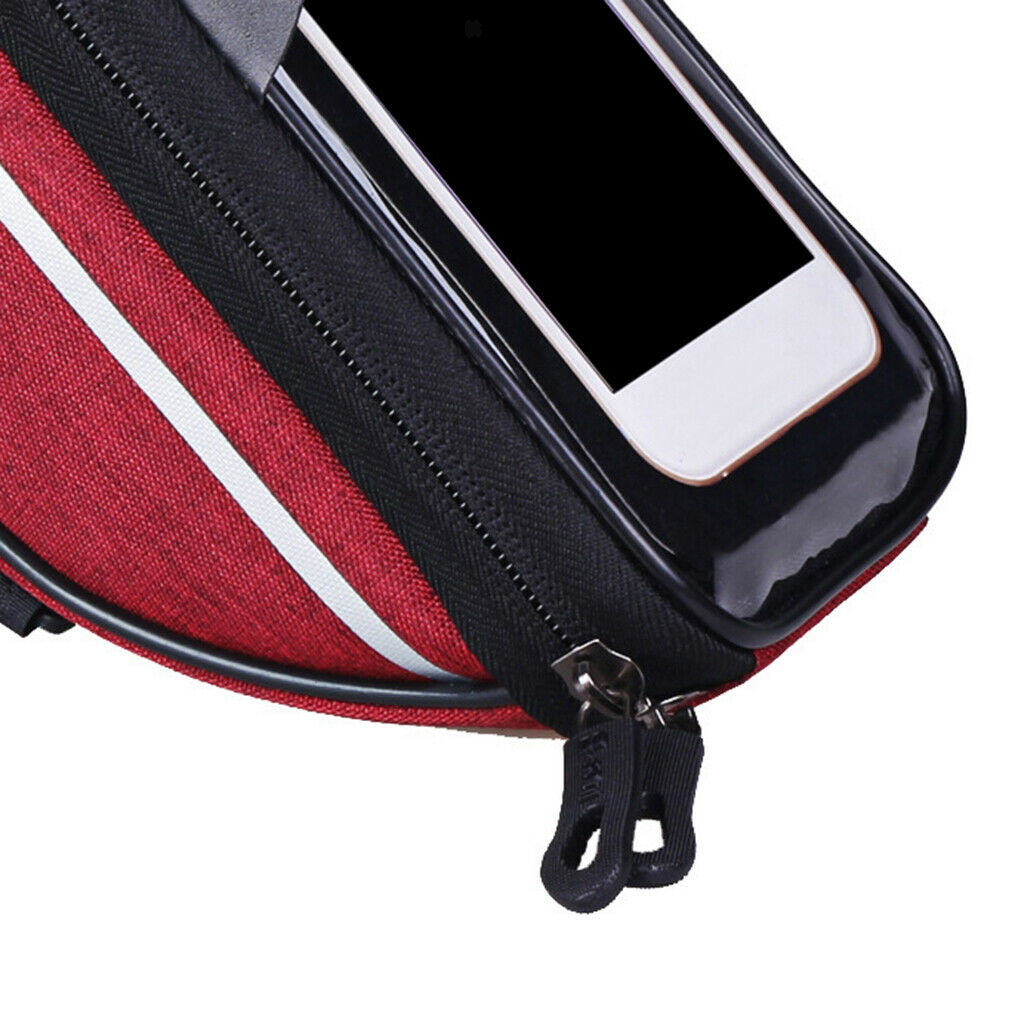 Bicycle Front Frame Bag Cycling Bike Waterproof Phone Holder Case Pack Red