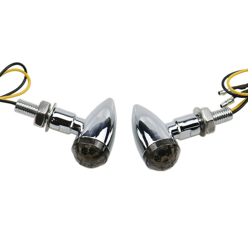 Chrome+Smoke Lens Mini Bullet Turn Signal Indicator Light For Cafe Racer Cruiser