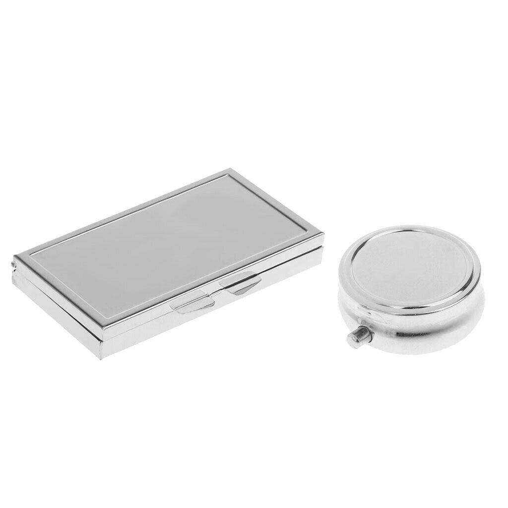 2 Pieces Travel Metal Pill Box Medicine Organizer Container Case Storage