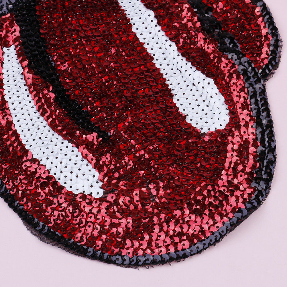 Vivid Large Red Tongue Sequins Patches Clothes Applique DIY Clothing Decor Pip
