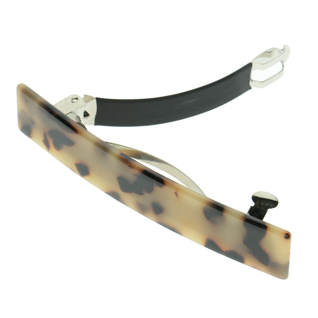 French Style Acetate Leopard Automatic Barrette Ponytail Holders Light Brown