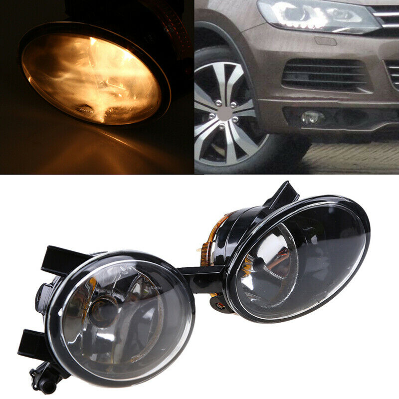 1Pair Fit VW Touareg 2010-2015 Front Bumper Fog Light Assembly Amber Lamp Bulb