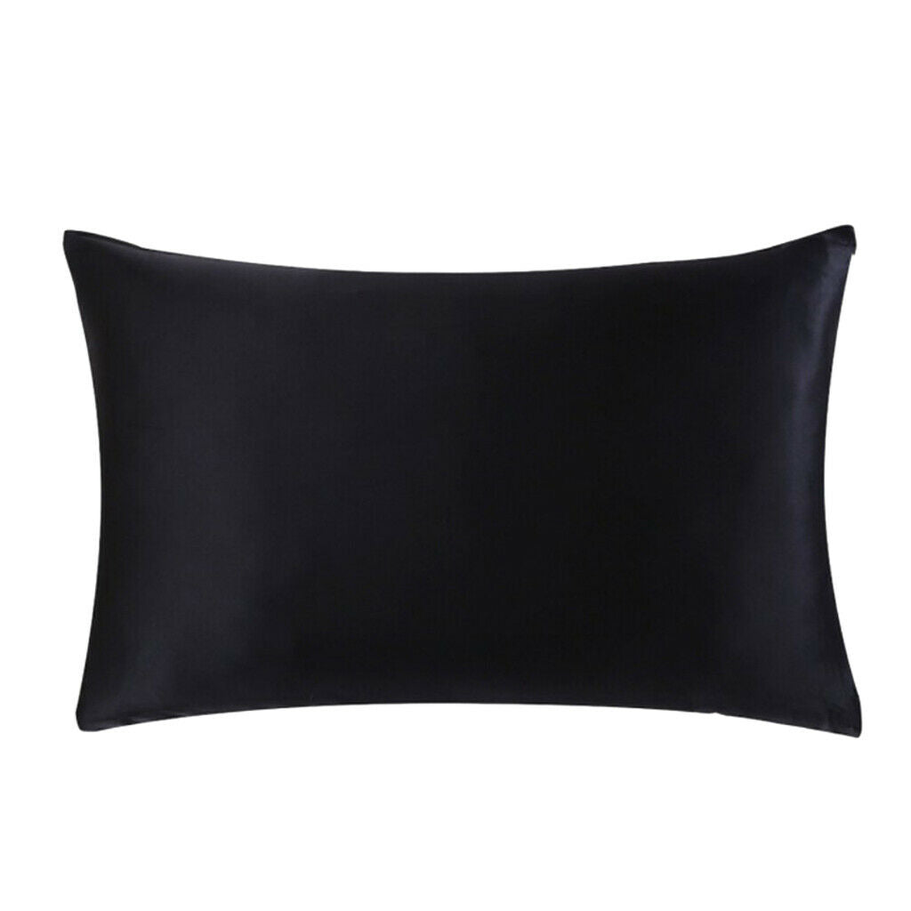 19 Momme Both Side Pure Silk Pillowcase for Hair Facial Beauty Black