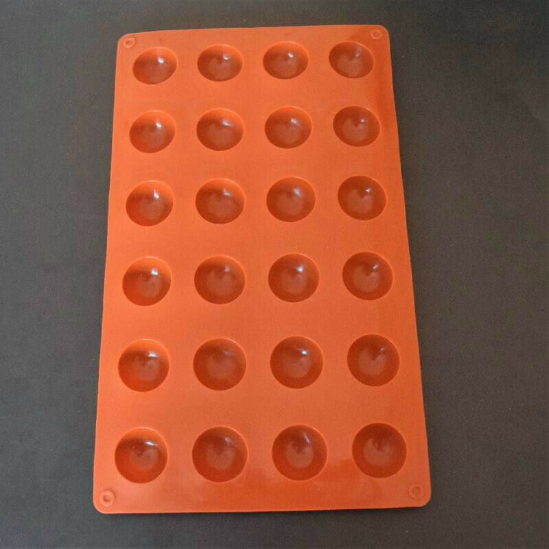 24 Cavities Small Hemisphere Chocolate Mold Red Silicone Baking Mold Cake Dome