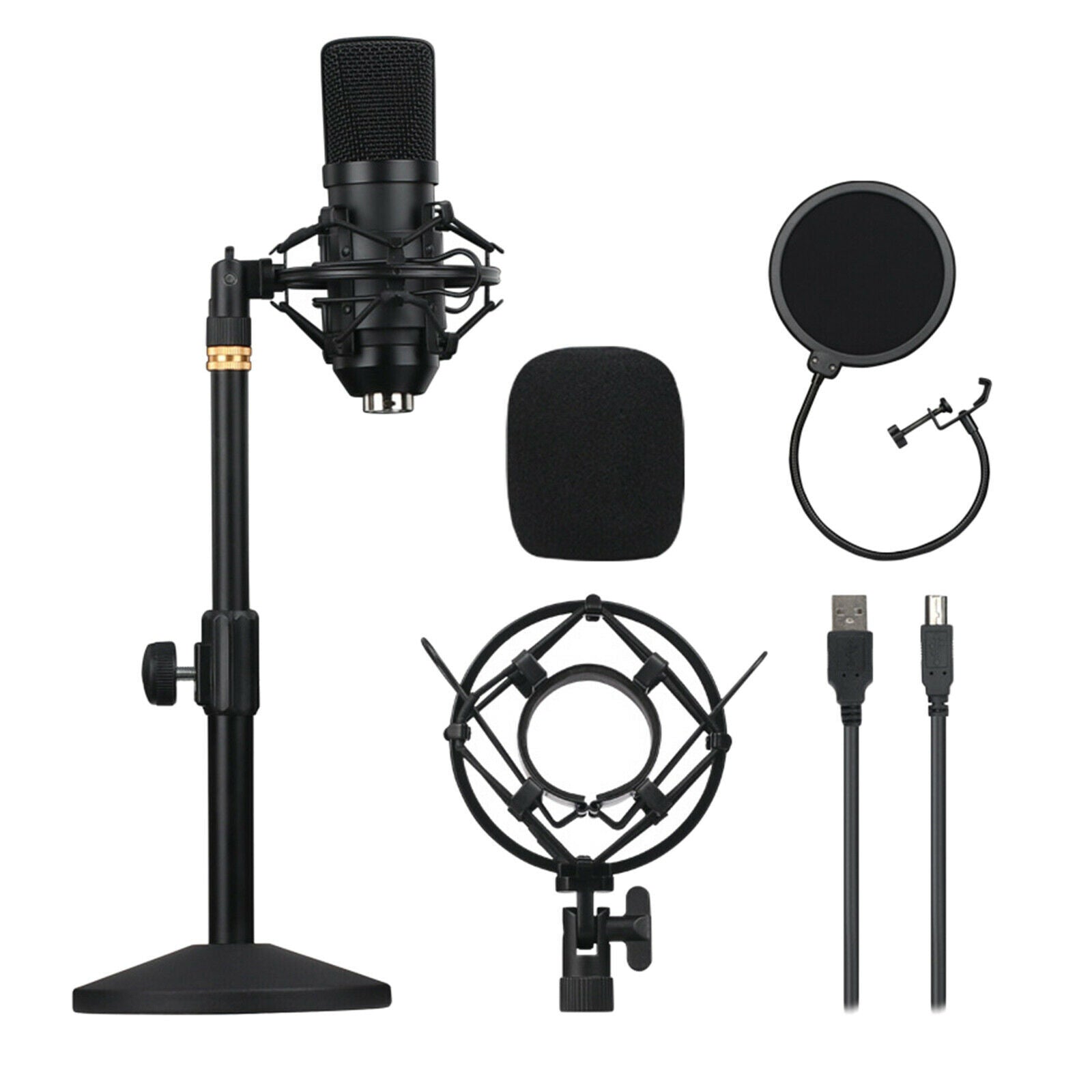 Professional USB Condenser Microphone Mic + Stand Recording Gaming Streaming