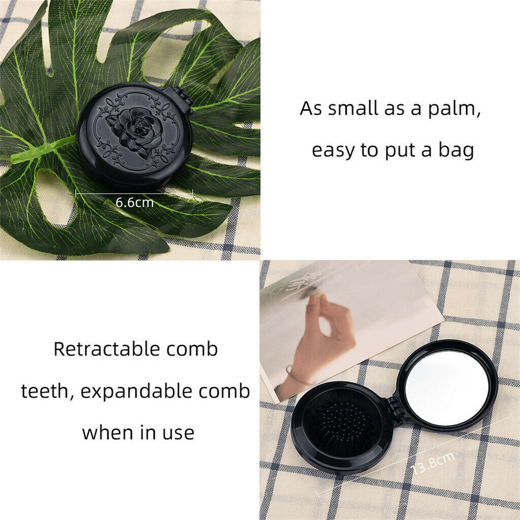 Travel Folding Hair Comb Mini Air Cushion Scalp Massage Comb Brush Black