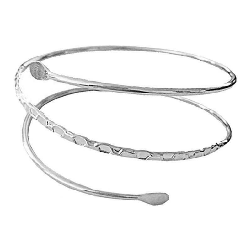 2Pcs Punk Spiral Coil Upper Arm Cuff Womens Open Armlet Armband Bangle