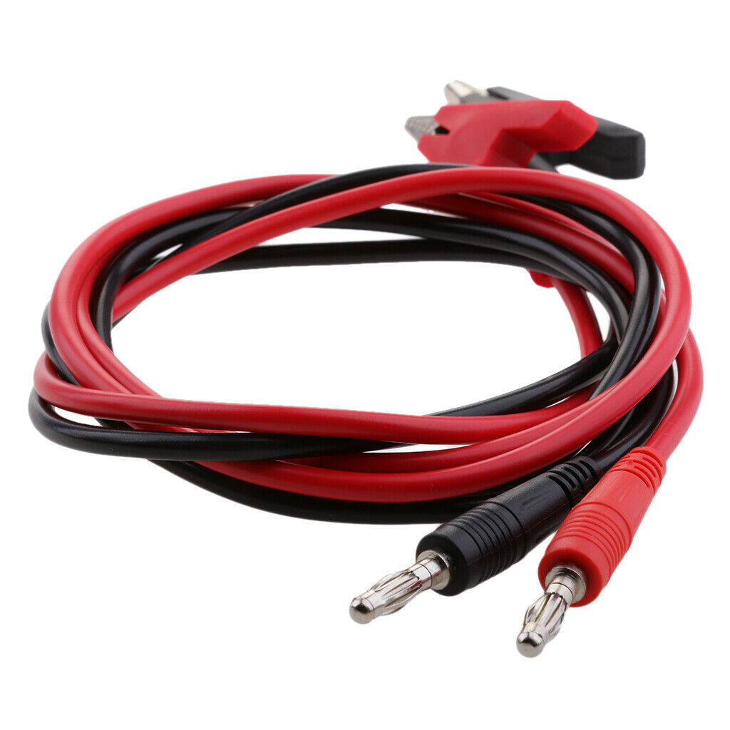 2Pcs 4mm Stackable Banana Plug To Crocodile Clip Lead Cable 100cm