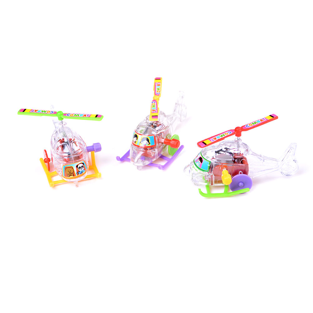 1x Mini Clockwork Transparent Aircraft Somersault Running Wind Up To.l8