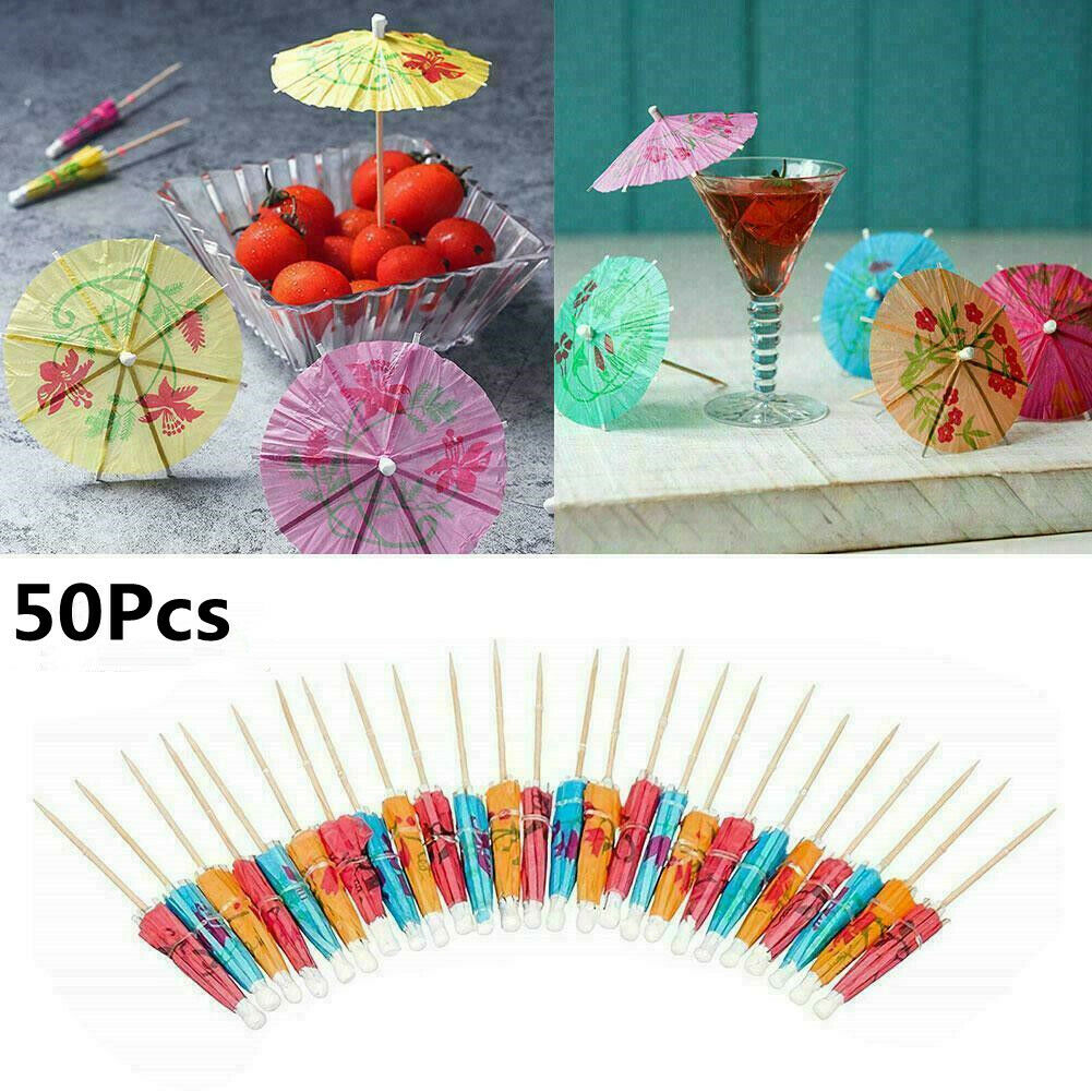 50pack Catering Cocktail Umbrellas Paper Drink Tropical Party Fruit Picks Supply