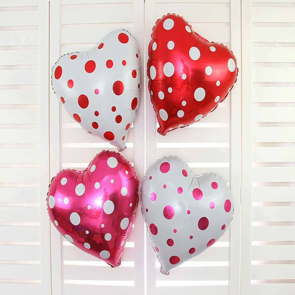 10 Pieces 18" Love Heart Aluminium Foil Dot Balloons Wedding Party Decor #2