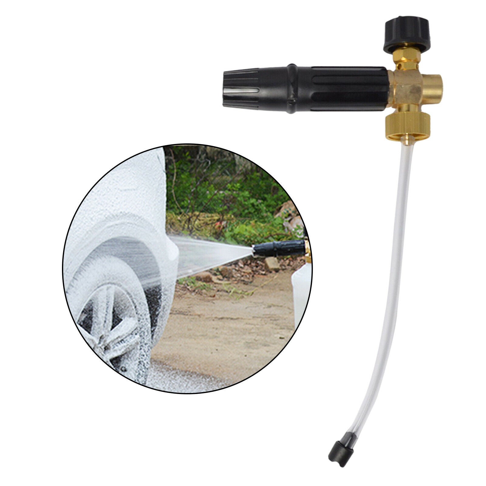 Brass Washer Foam Nozzle with 1/4" Quick Connector Foam Soap Gun Foam Wash