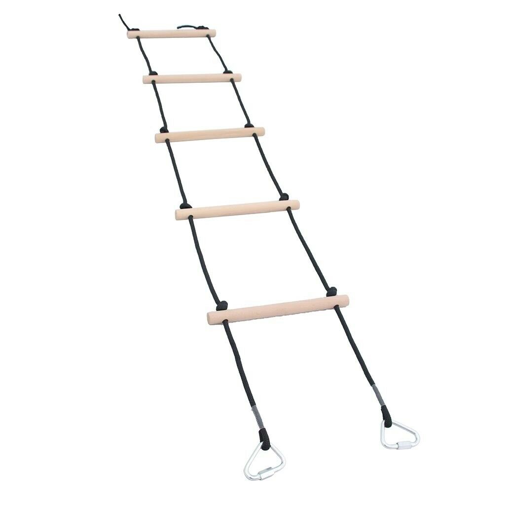 Kids Indoor Outdoor Climbing Rope Ladder with 2 Metal Hooks Fun Play Games