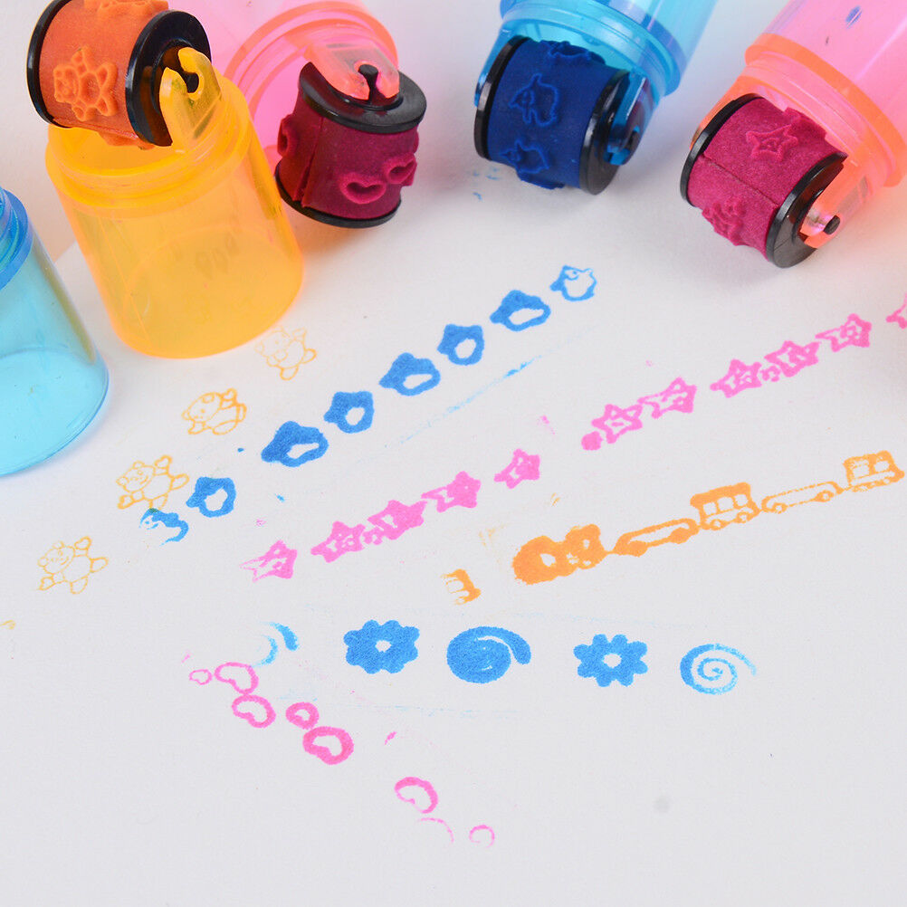6 Pcs/set combination pens shape stamps sets inkpad stamp school supplycra.l8