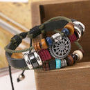 Unisex Beaded Punk Style Cuff Wristband Bracelet Rope Bangle Fashion Jewelry
