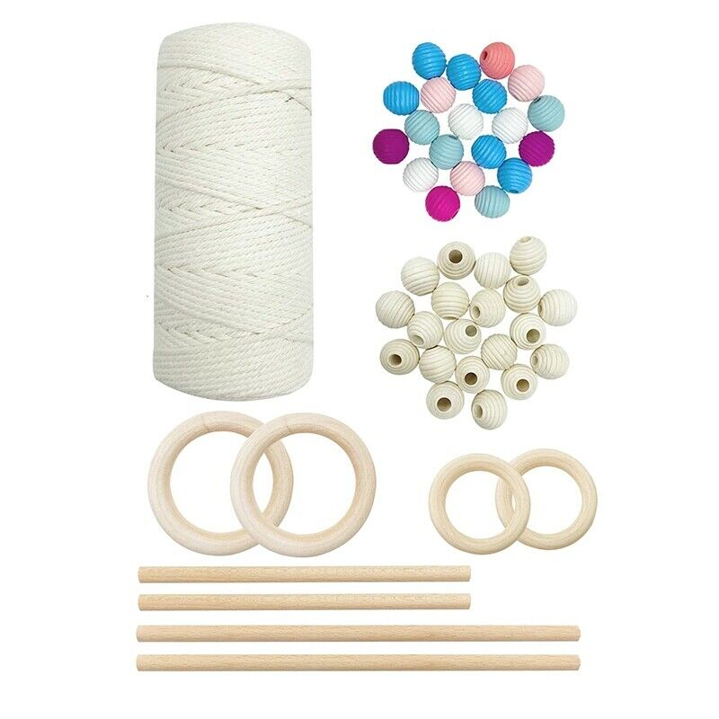 DIY Macrame Kit,Macrame Wall Hanging Kit,Cotton Cords 3mm,Wooden s,Wooden StT6B1