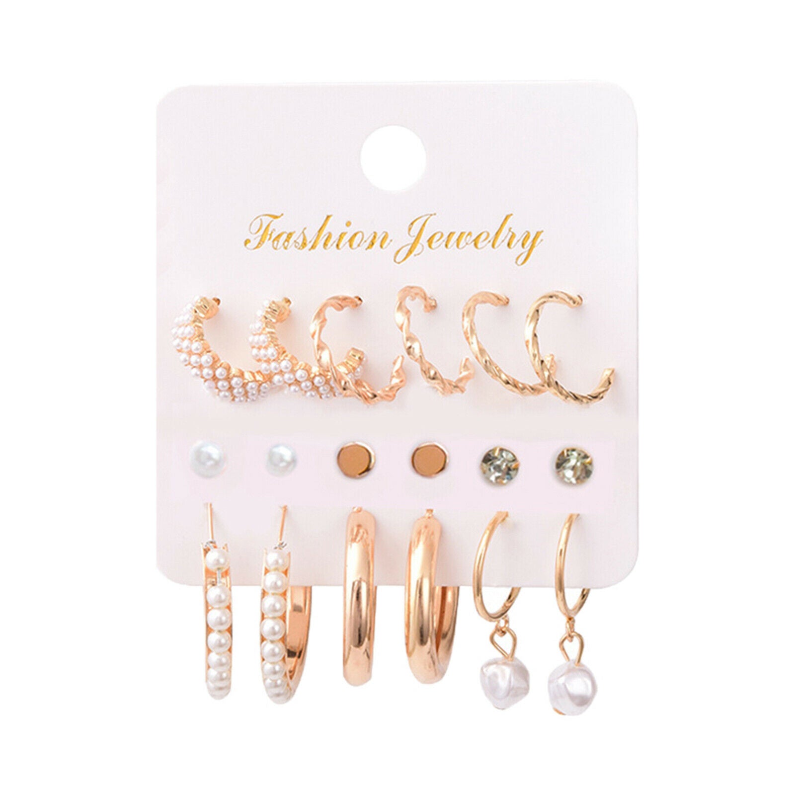 9 Pairs Earrings Glass Rhinestone Set for Girls Parties Jewel Easy Wear