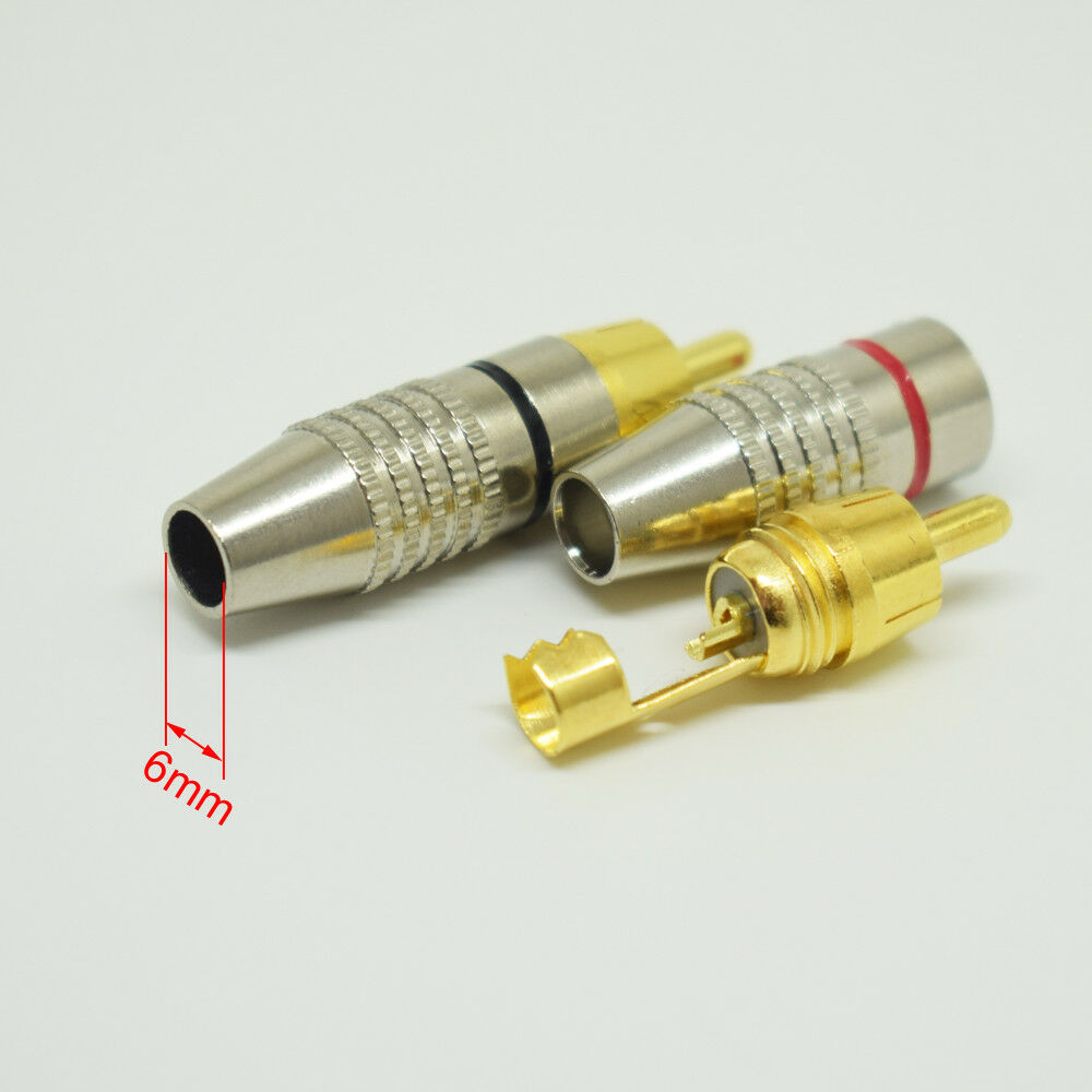 1pair Soldering Metal RCA Male Plug Audio Video Cable Adapter Connector 6mm
