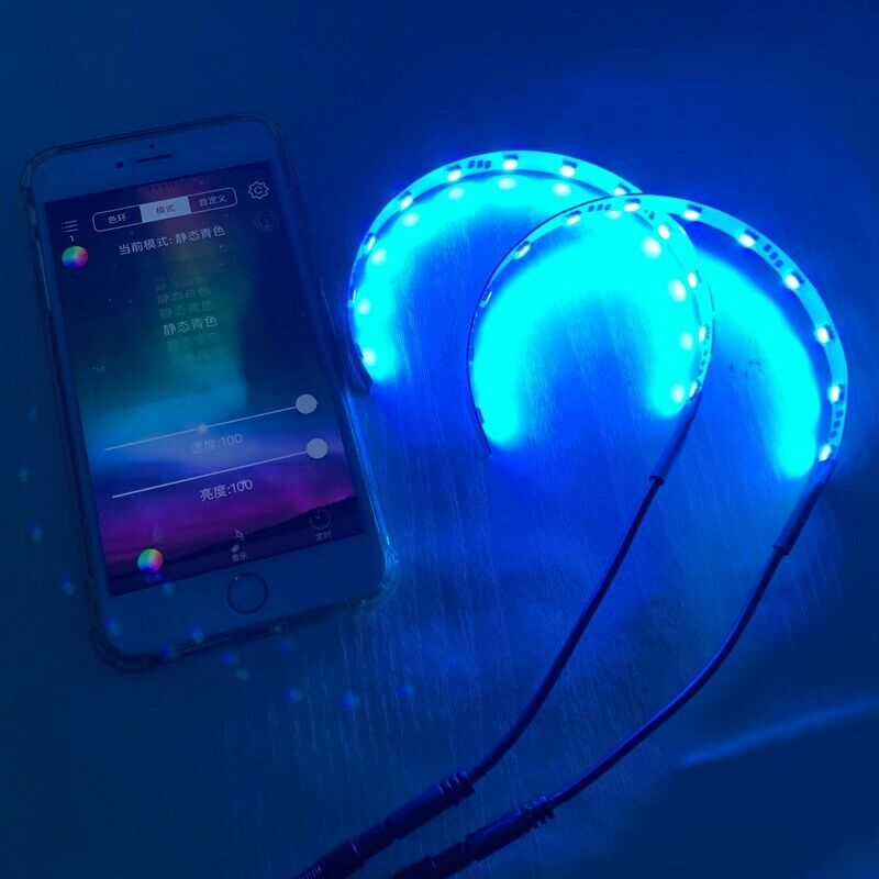 RGB Color Car LED Demon Eye Bluetooth APP Control Halo Ring Headlight Projector
