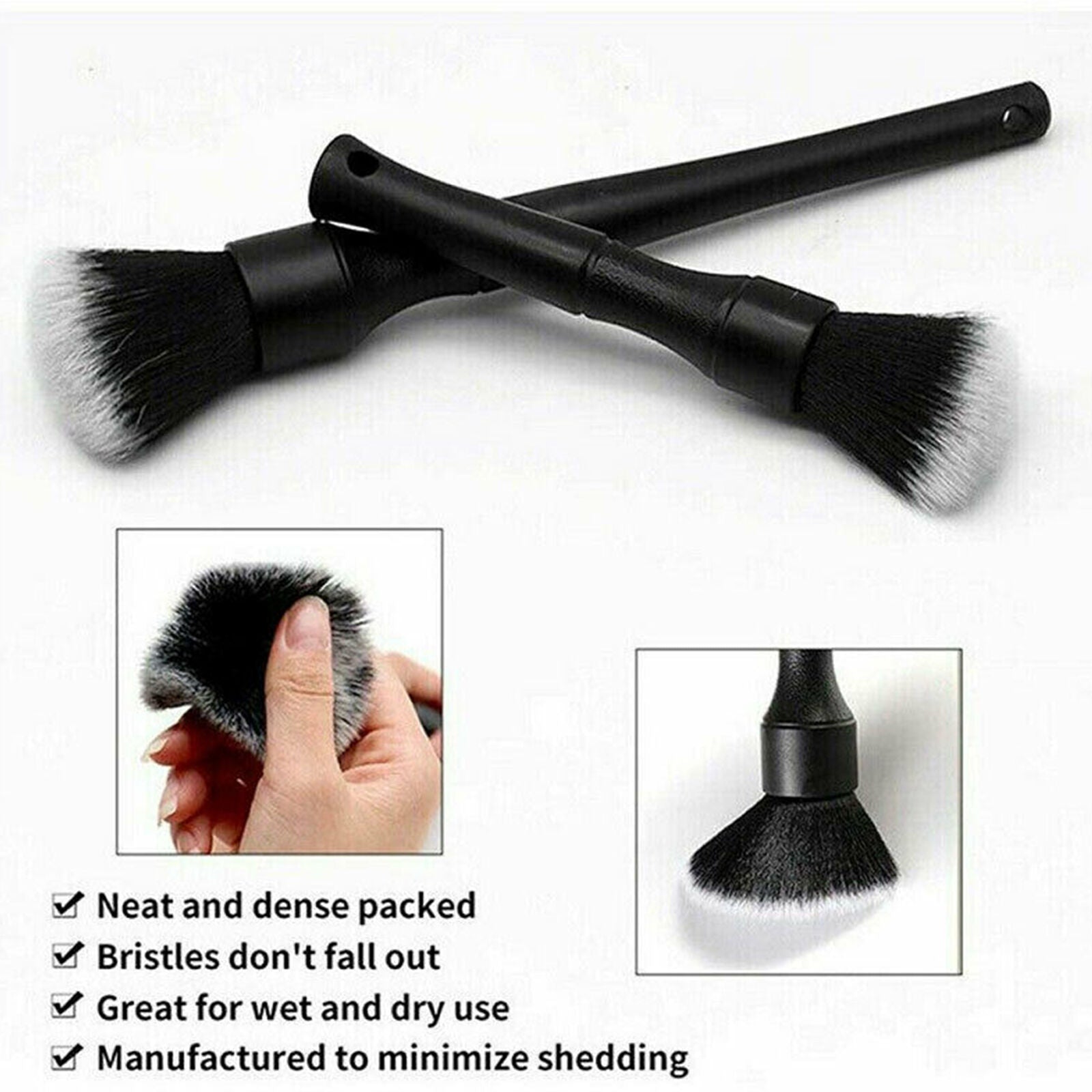 2pcs Car Brush Soft Detailing Brush Set Interior Brush Cleaning Brush Set