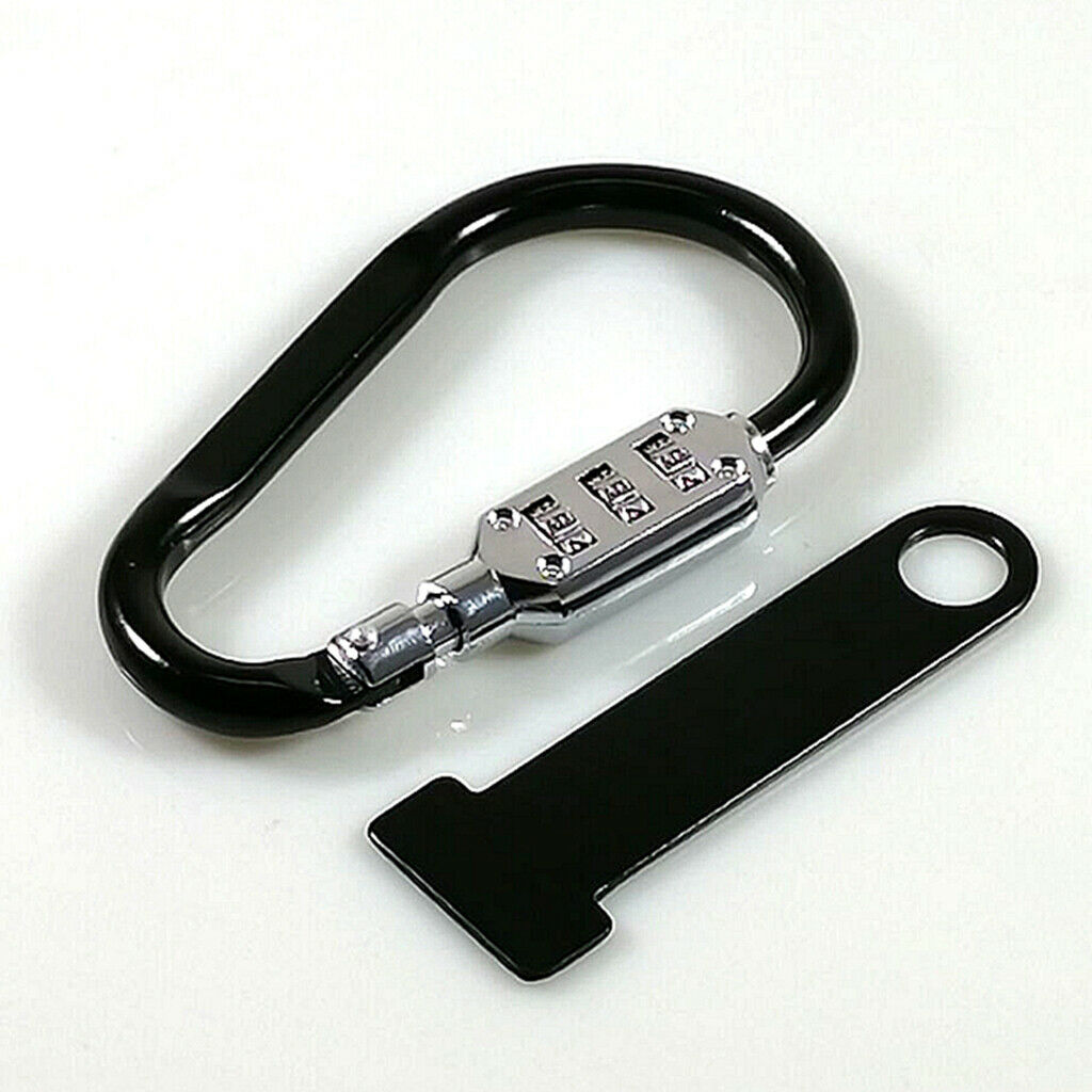 2pcs Black Motorcycle Scooter Anti-theft Open Face Helmet Lock Fastener + T-Bar