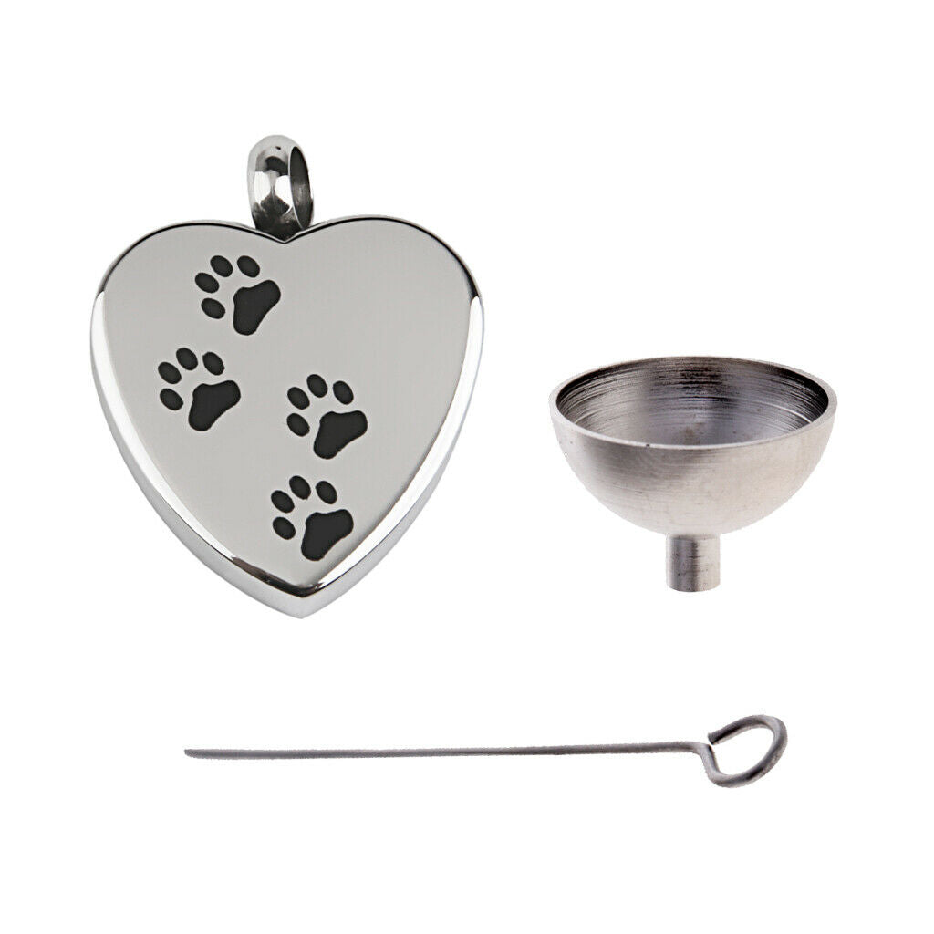 Keepsake Memorial Urn Ash Pet Dog Paw Heart Pendant Locket Funnel