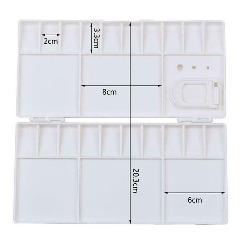 White Plastic Paint Palette Box Watercolor Tray With 25 Grids Flip Cap Folding