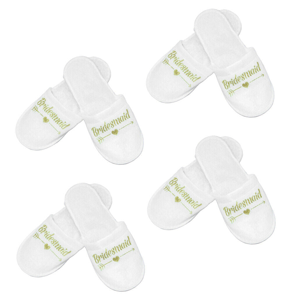4Pair Lightweight Bridal Soft Bridesmaid Spa Disposable Home Guest Slippers